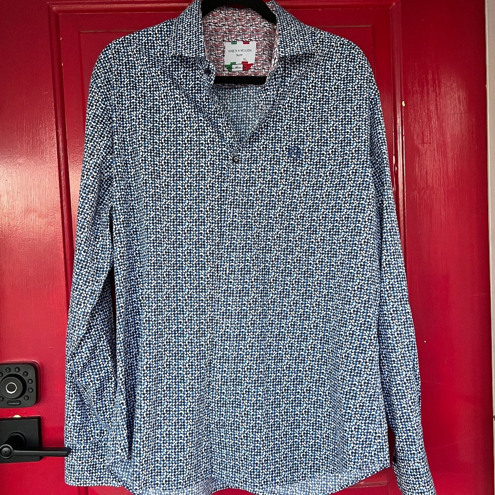 One In A Million Slim Fabric From Italy XL Men's Long Sleeve Button Up Shirt